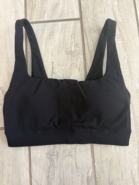 Fabletics Black Ribbed Scoop Sports Bralette